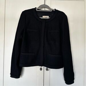 Michael Michael Kors Black Collarless Bolero Wool Blend Jacket Size 14